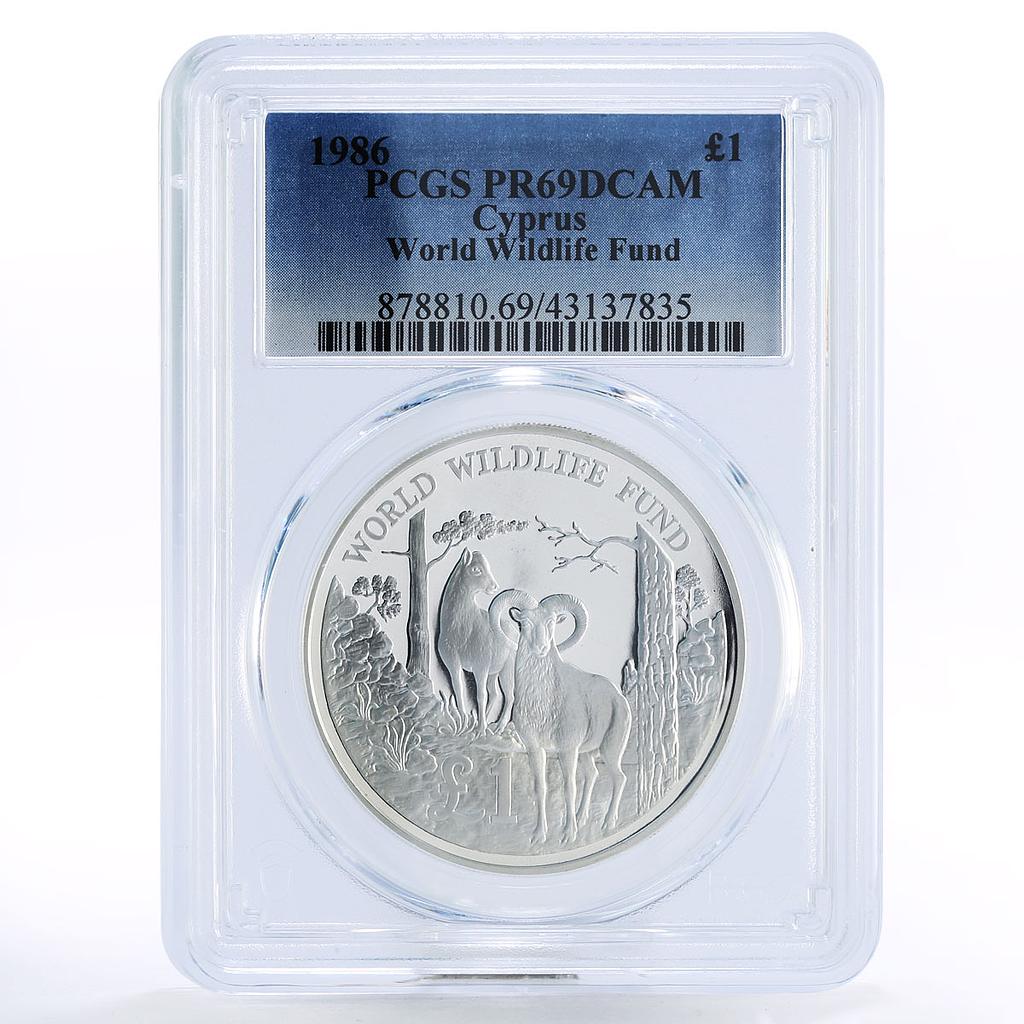 Cyprus 1 pound WWF World Wildlife Fund Mufflons Fauna PR69 PCGS silver coin 1986