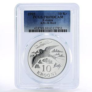 Estonia 10 krooni Barn Swallow Bird PR69 PCGS proof silver coin 1992