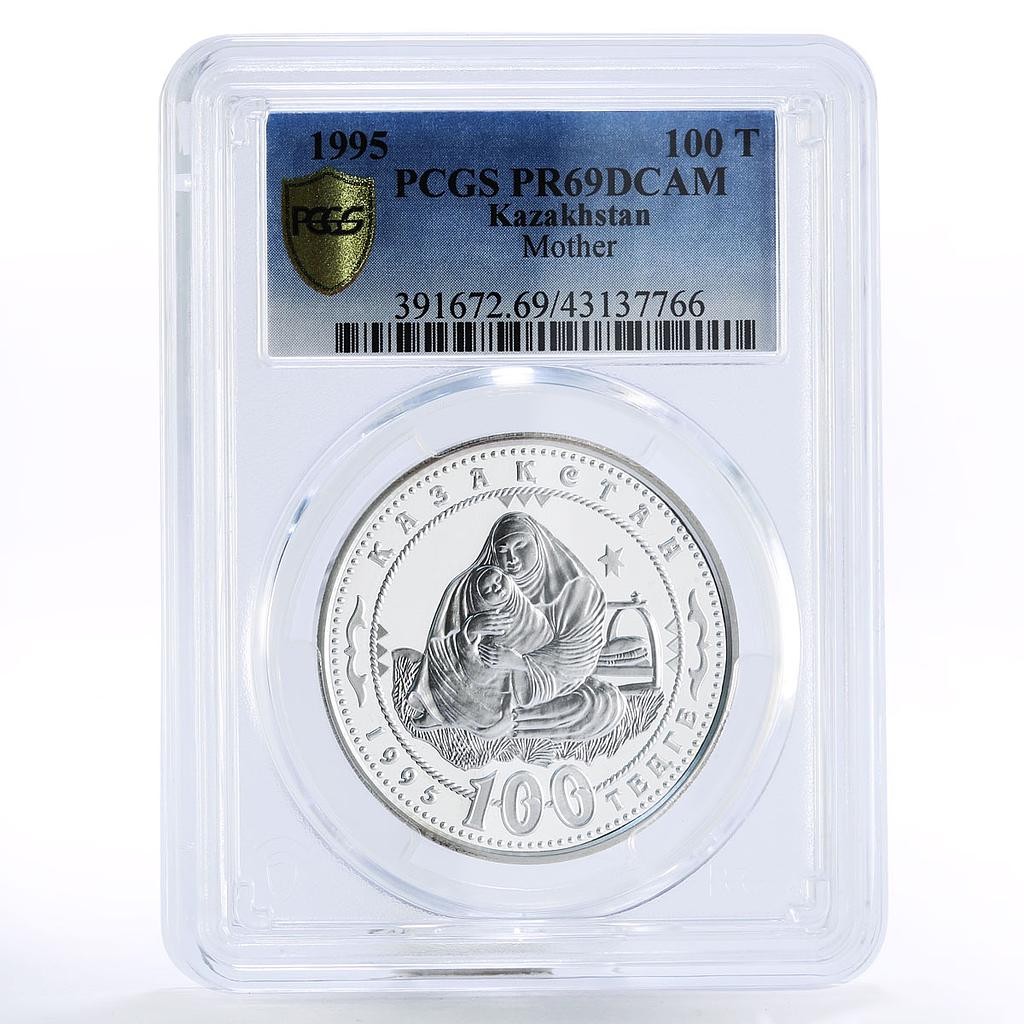 Kazakhstan 100 tenge Abaj Kunanbayev Mother PR69 PCGS silver coin 1995