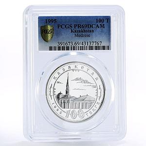 Kazakhstan 100 tenge Abaj Kunanbayev Medrese PR69 PCGS silver coin 1995