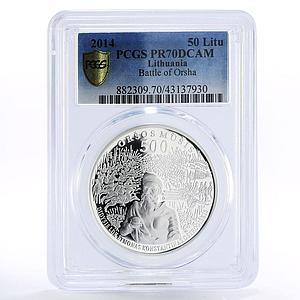 Lithuania 50 litu 500 Years of Battle of Orsha PR70 PCGS silver coin 2014