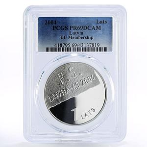 Latvia 1 lats EU Membership PR69 PCGS silver coin 2004