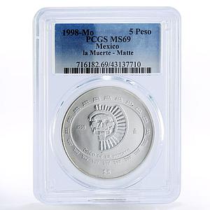 Mexico 5 pesos Disco De La Muerte MS69 PCGS silver coin 1998