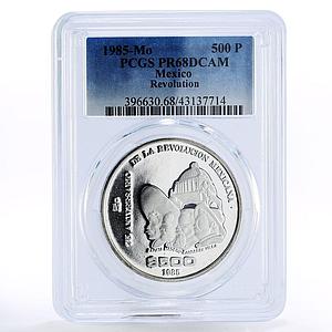 Mexico 500 pesos 75th Anniversary of 1910 Revolution PR68 PCGS silver coin 1985