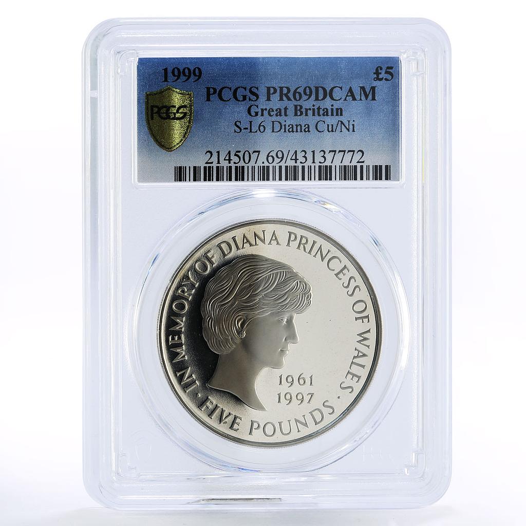 Great Britain 5 pounds In Memory of Princess Diana PR69 PCGS CuNi coin 1999