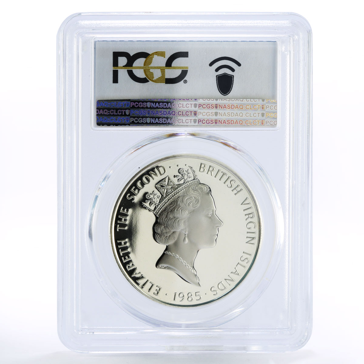 British Virgin Islands 20 dollars Sword Guillon PR70 PCGS silver coin 1985