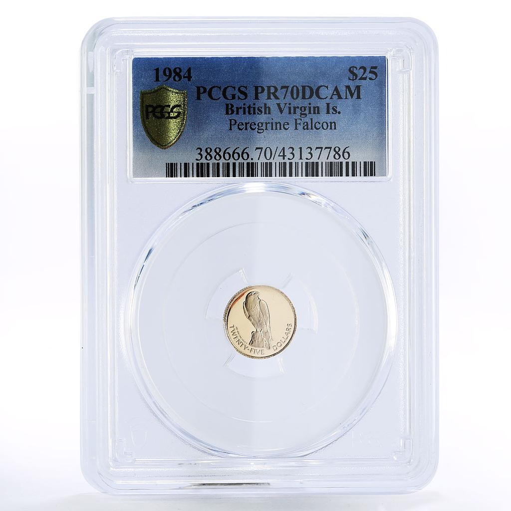 British Virgin Islands 25 dollars Peregrine Falcon PR70 PCGS gold coin 1984