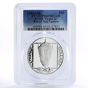 British Virgin Islands 20 dollars Ship Lantern PR69 PCGS proof silver coin 1985