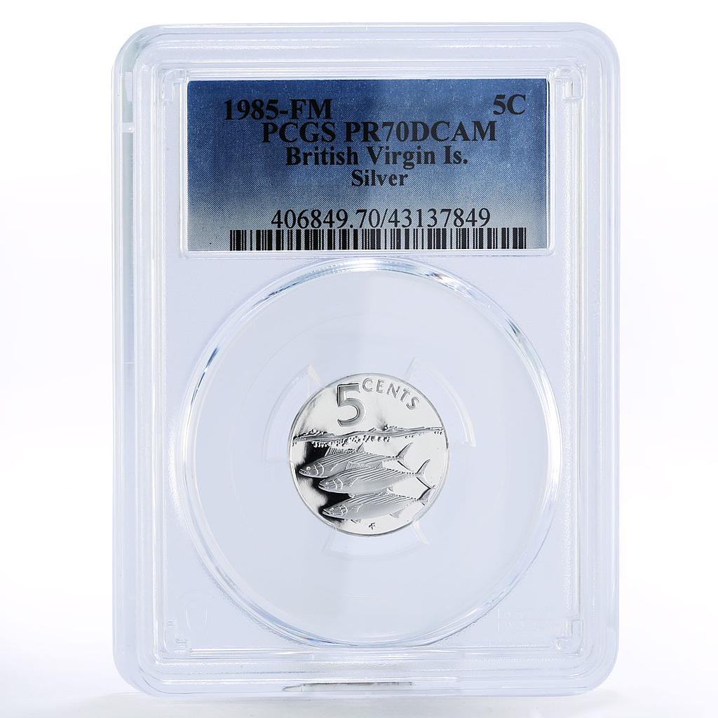 British Virgin Islands 5 cents Bonito Fish PR70 PCGS silver coin 1985