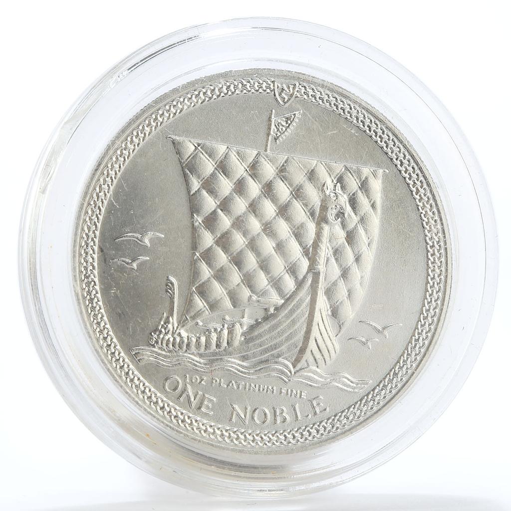 Isle of Man 1 noble Viking ship Bullion platinum coin 1985
