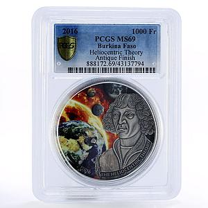 Burkina Faso 1000 francs Heliocentric Theory Copernicus MS69 PCGS coin 2016
