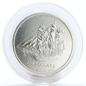 Cook Island 100 dollars Bounty Ship Bullion platinum coin 2009