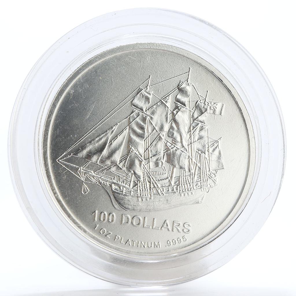 Cook Island 100 dollars Bounty Ship Bullion platinum coin 2009