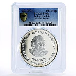 India 100 rupees Centennial of Mother Tereza SP66 PCGS silver coin 2010