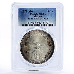 Mexico 1 onza Type 4 Scales MS65 PCGS silver coin 1979