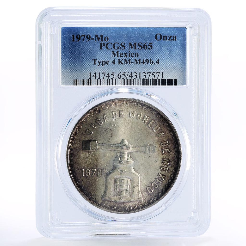 Mexico 1 onza Type 4 Scales MS65 PCGS silver coin 1979