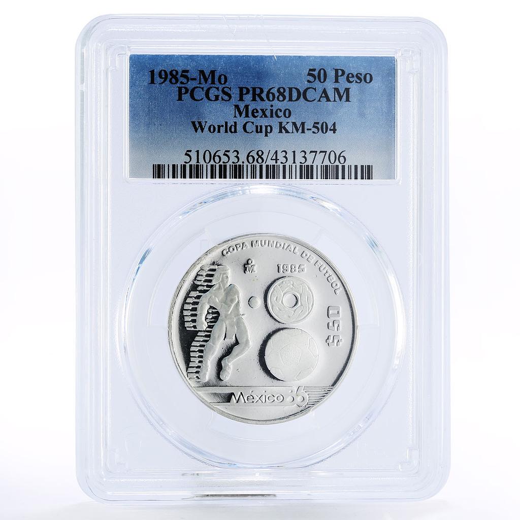Mexico 50 pesos Football World Cup in Mexico Indian PR68 PCGS silver coin 1985