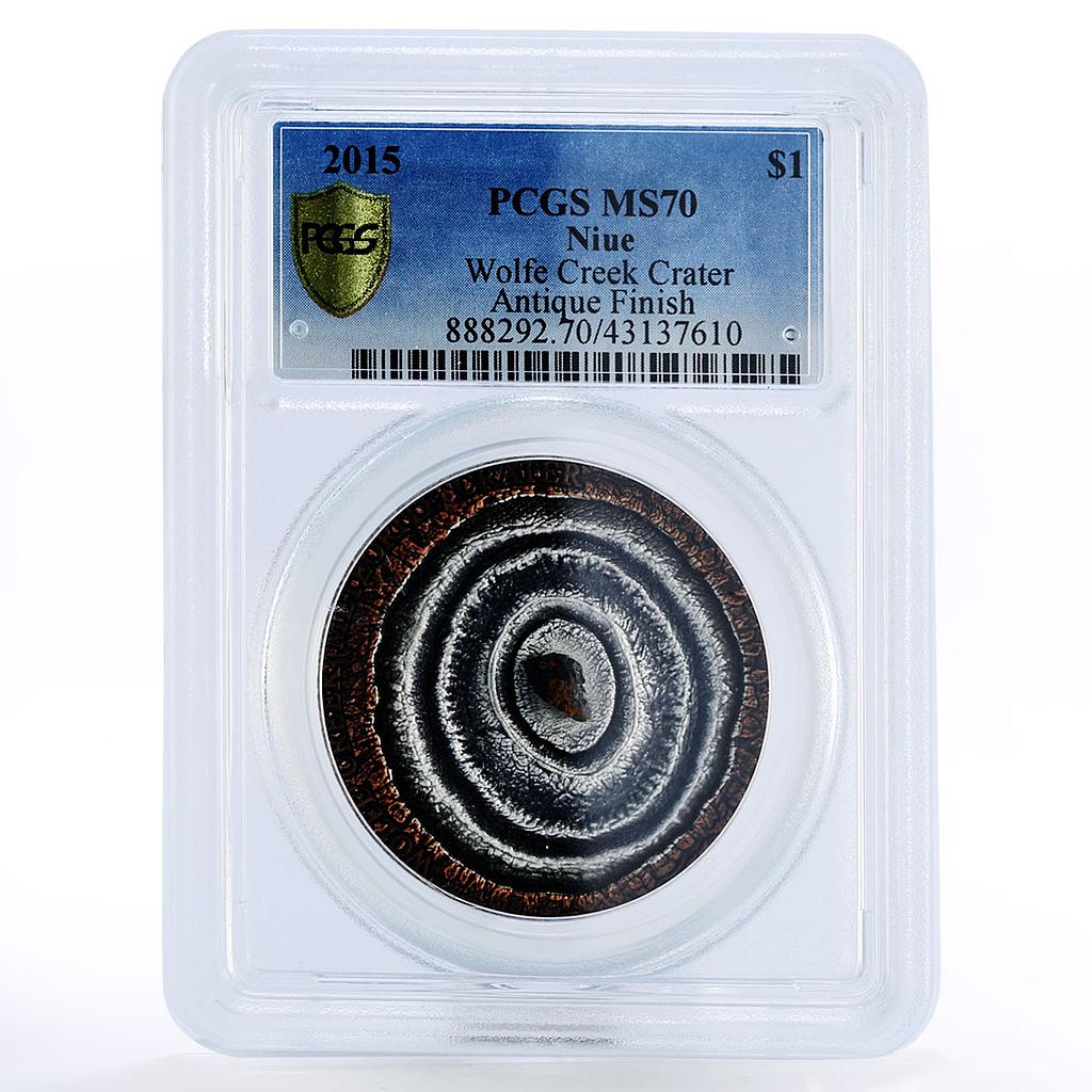 Niue 1 dollar Meteorite Wolfe Creek Crater MS70 PCGS silver coin 2015