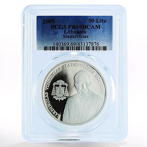Lithuania 50 litu Cardinal Vincent Sladkevicius PR69 PCGS silver coin 2005