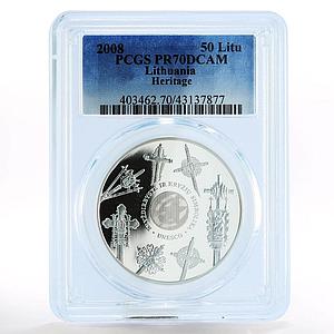 Lithuania 50 litu European Culture Heritage PR70 PCGS silver coin 2008
