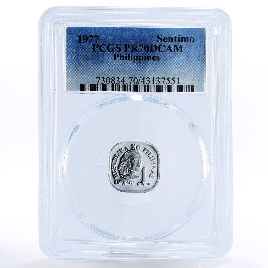 Philippines 1 sentimo Mactan Ruler Lapu-Lapu PR70 PCGS aluminium coin 1977
