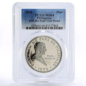 Philippines 1 piso Pope Paul VI Visit MS64 PCGS CuNi coin 1970