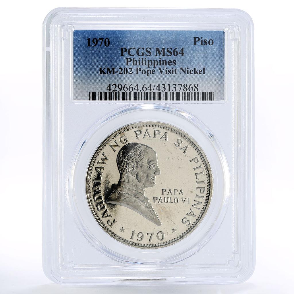 Philippines 1 piso Pope Paul VI Visit MS64 PCGS CuNi coin 1970