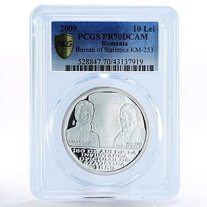 Romania 10 lei 150 Years of the Bureau of Statistics PR70 PCGS silver coin 2009