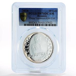 Romania 10 lei 200 Years of Elena Vacarescu PR70 PCGS silver coin 2014