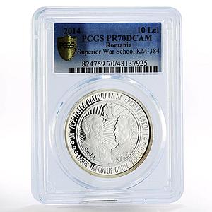 Romania 10 lei 125 Years of Superior War School PR70 PCGS silver coin 2014