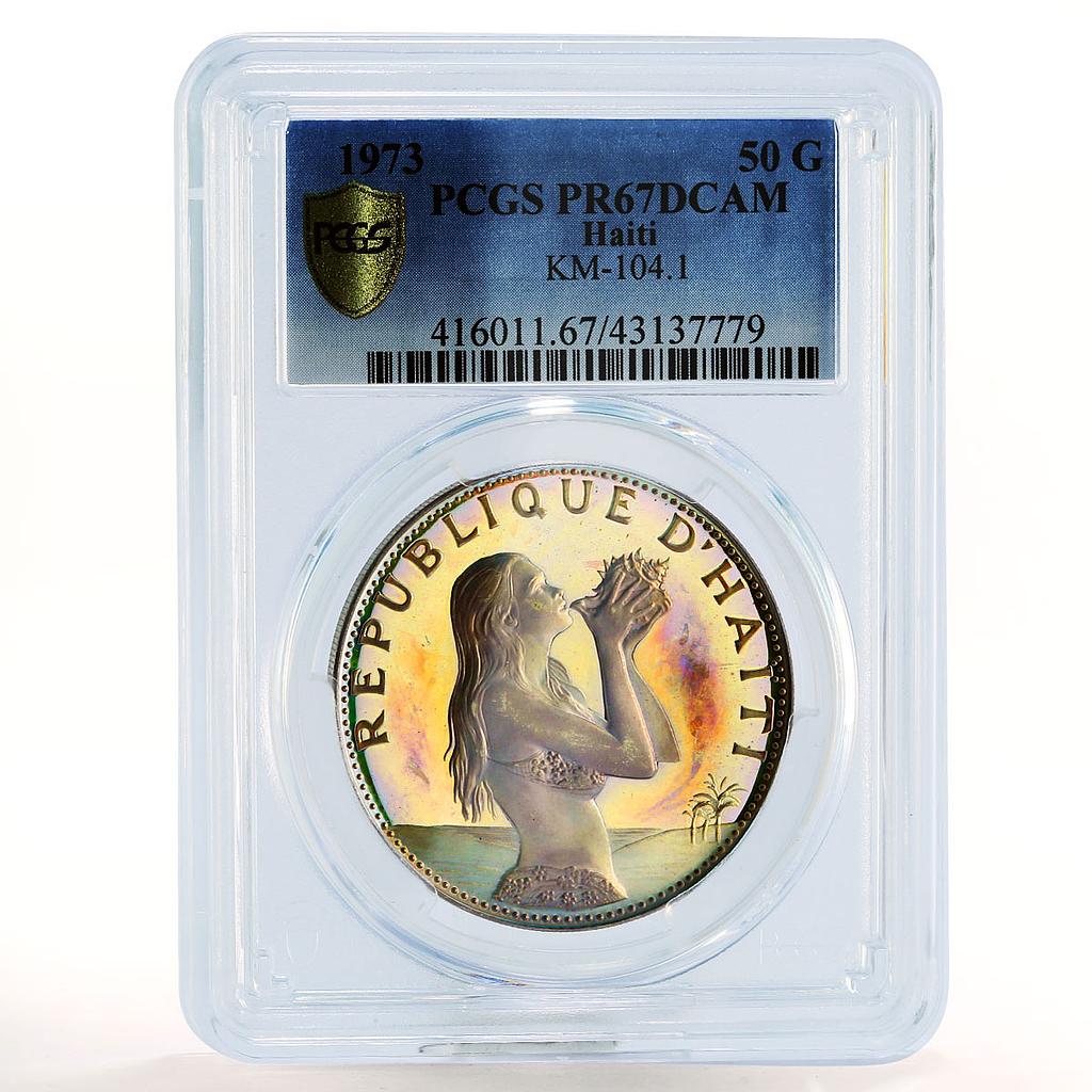 Haiti 50 gourdes The Mermaid PR67 PCGS Rainbow Reflectivity silver coin 1973