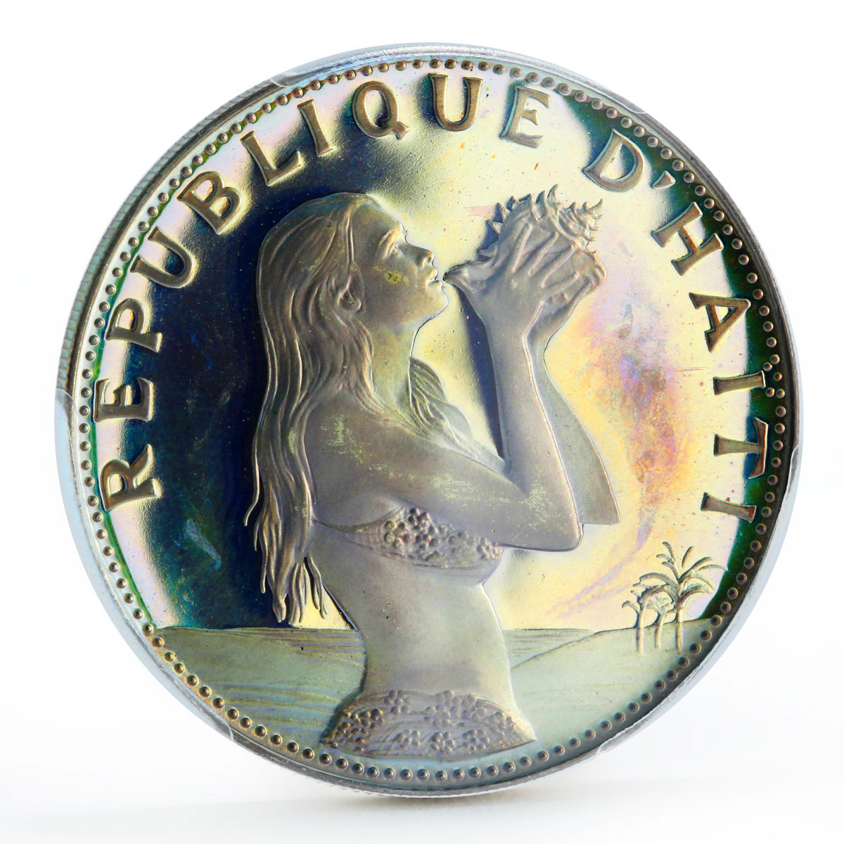 Haiti 50 gourdes The Mermaid PR67 PCGS Rainbow Reflectivity silver coin 1973