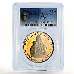 Haiti 50 gourdes Mother PR67 PCGS Rainbow Reflectivity silver coin 1973