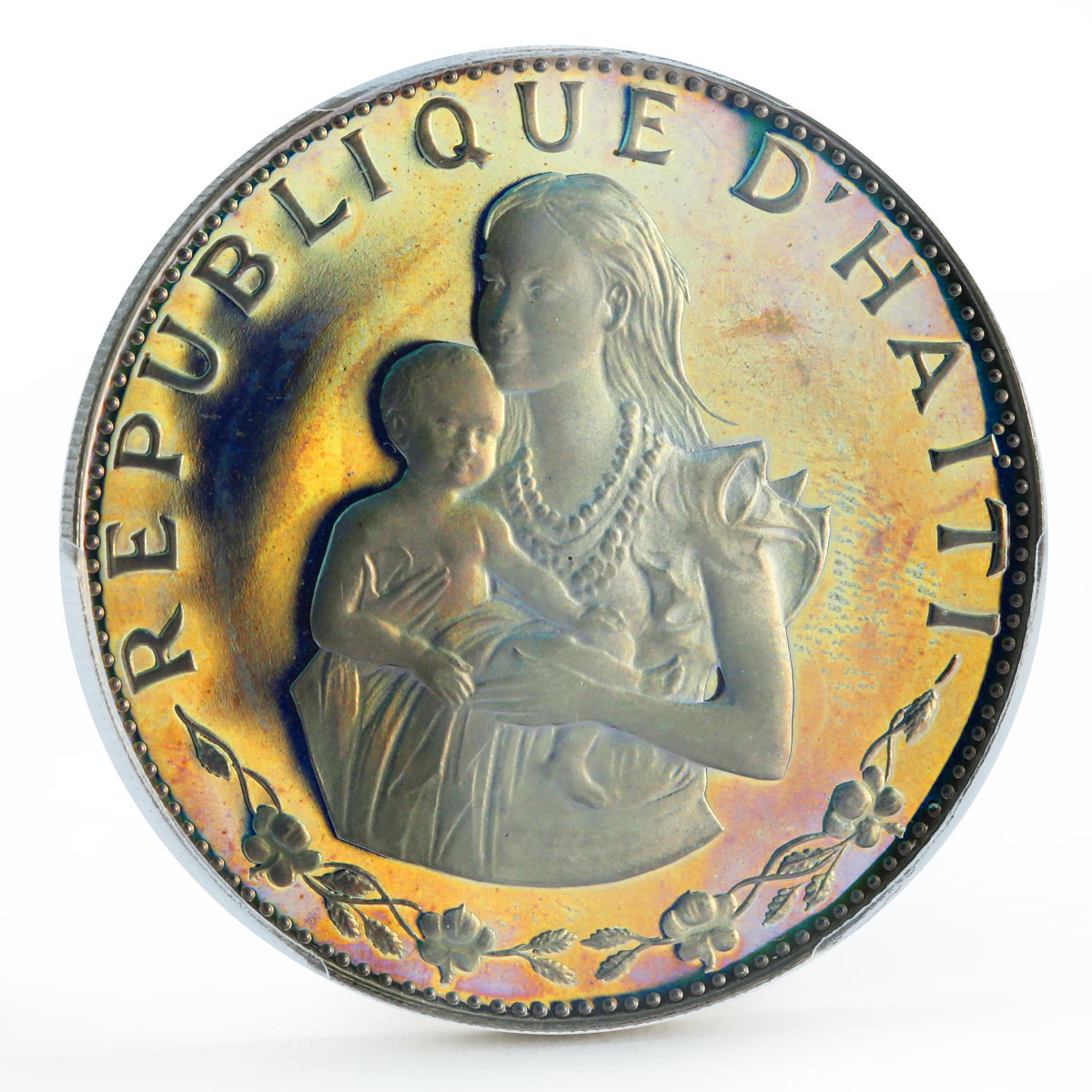 Haiti 50 gourdes The Mother PR67 PCGS Rainbow Reflectivity silver coin 1973