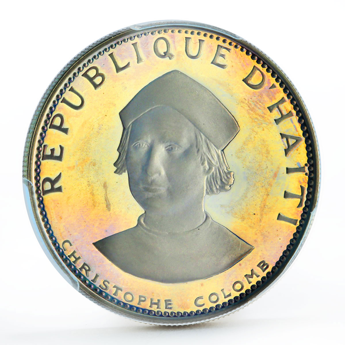 Haiti 25 gourdes Columbus PR67 PCGS Rainbow Reflectivity silver coin 1973