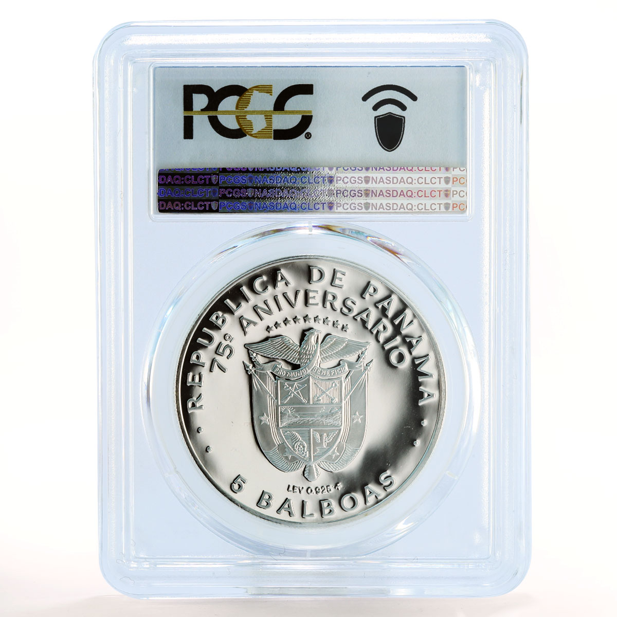 Panama 5 balboas 75th Anniversary of Independence PR69 PCGS silver coin 1978