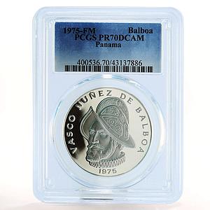 Panama 1 balboa Vasco Nunez de Balboa PR70 PCGS silver coin 1975