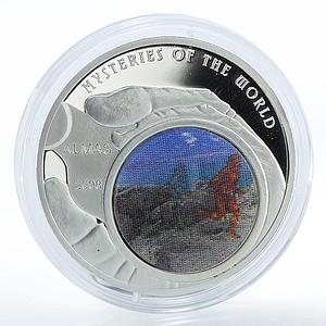 Mongolia 500 tugriks Mysteries of the World Almas lenticular silver coin 2008