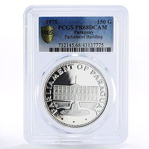 Paraguay 150 guaranies Parliament Building PR68 PCGS proof silver coin 1975