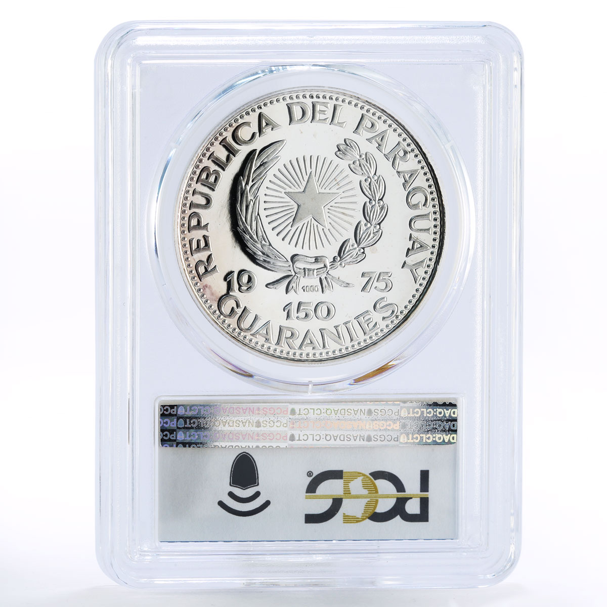 Paraguay 150 guaranies Parliament Building PR68 PCGS proof silver coin 1975