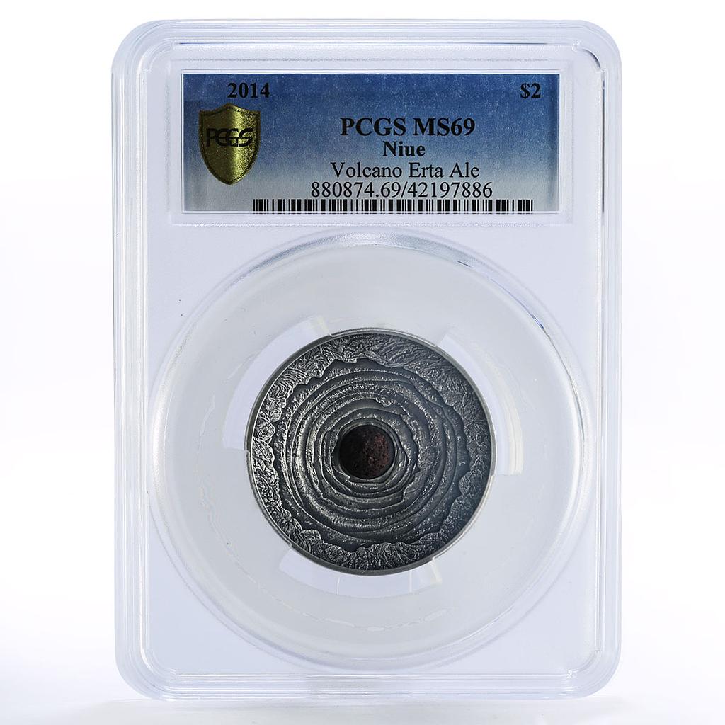 Niue 2 dollars Volcano Erta Ale MS69 PCGS silver coin 2014