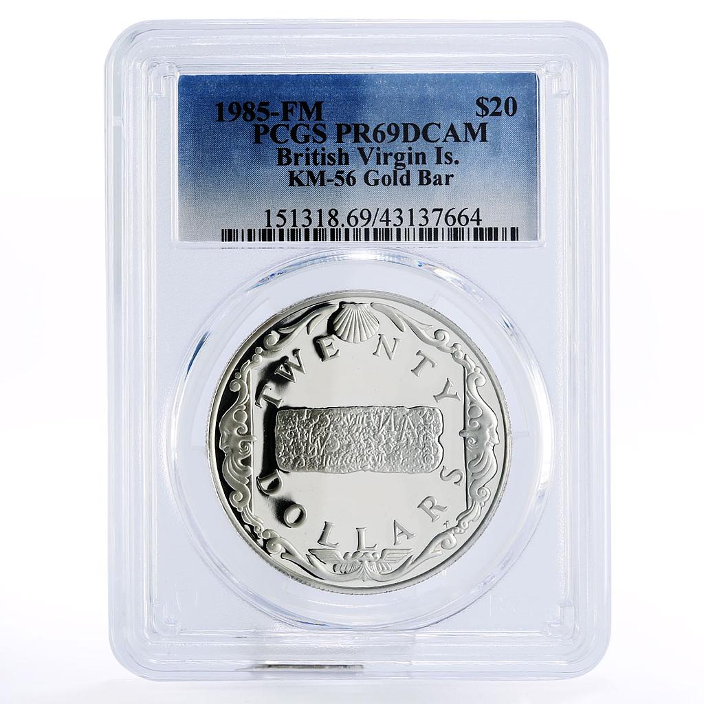 British Virgin Islands 20 dollars Gold Bar PR69 PCGS proof silver coin 1985