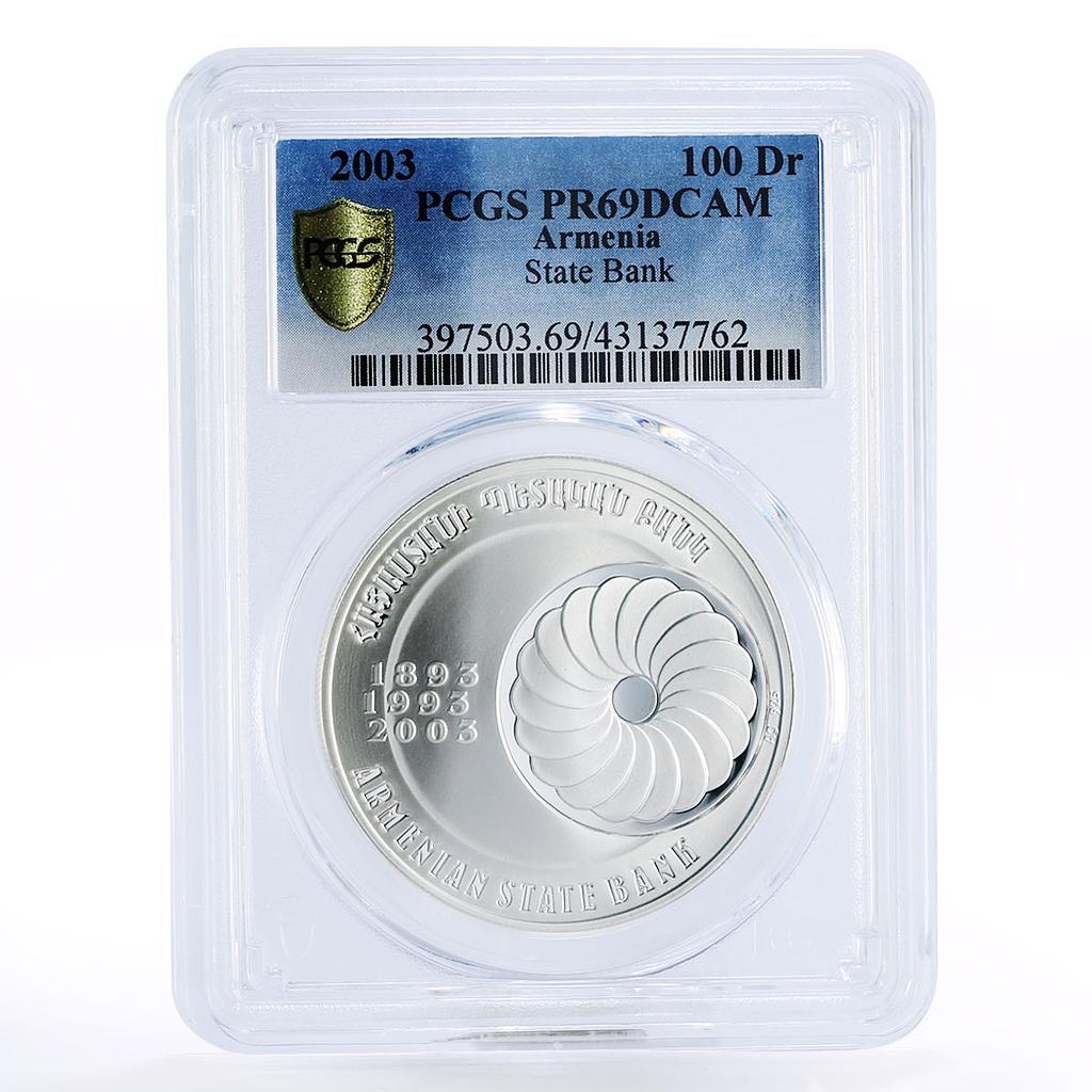 Armenia 100 dram 110th Anniversary of State Bank PR69 PCGS silver coin 2003