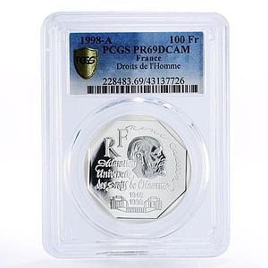 France 100 francs Human Rights Declaration PR69 PCGS silver coin 1998