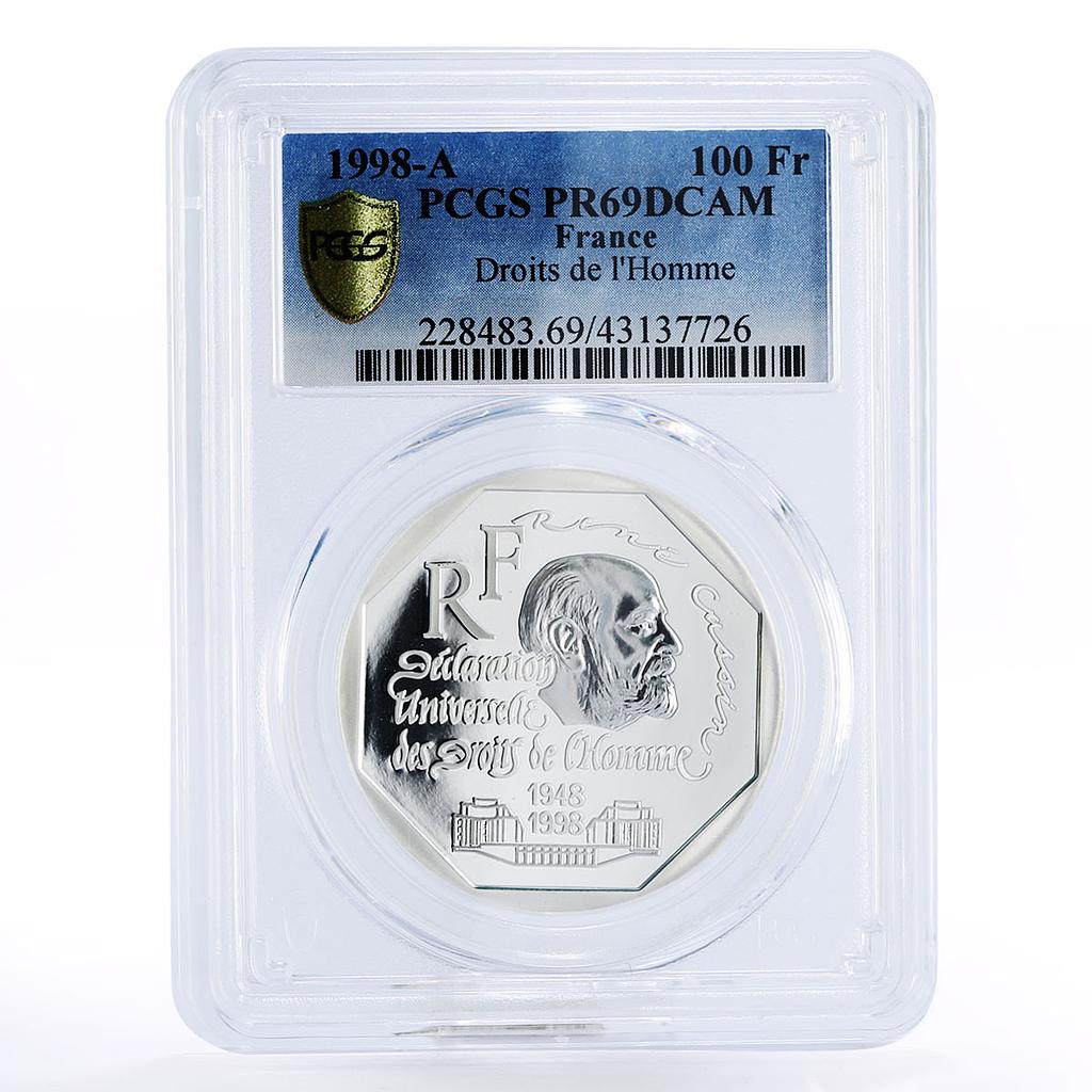 France 100 francs Human Rights Declaration PR69 PCGS silver coin 1998