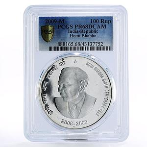 India 100 rupees Centennial of Homi Bhabha PR68 PCGS silver coin 2009