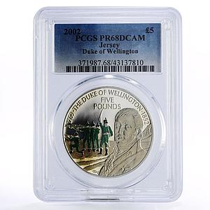 Bailiwick of Jersey 5 pounds Duke of Wellington PR68 PCGS silver coin 2002