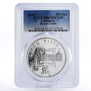 Lithuania 50 litu Birzai Castle PR69 PCGS silver coin 2010