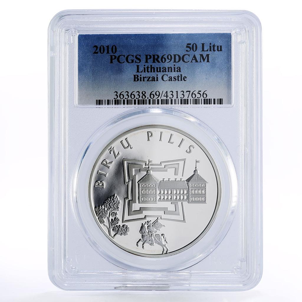 Lithuania 50 litu Birzai Castle PR69 PCGS silver coin 2010