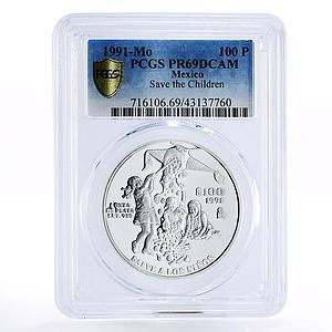 Mexico 100 pesos UNICEF Save Children Pinata PR69 PCGS silver coin 1991